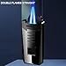 Butane Torch Lighter, Windproof Dual-Flame Design, Ceramic Flame Outlet, Piano Lacquer Finish, Refillable, Gift Item.(Blue)