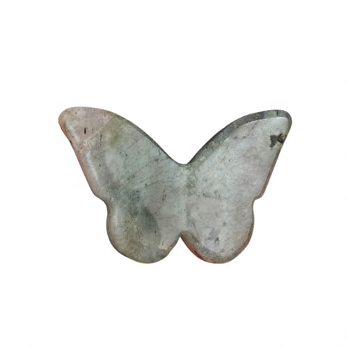 Lumisoul Natural Crystal Agate Raw Stone Carved Butterfly – DIY Making Gemstone Accessories (Labradorite, 1)