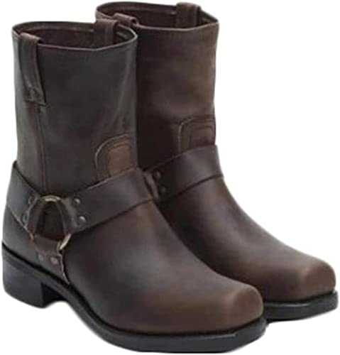 Yiozoi Men's Leather Boots Outdoor Autumn and Winter Calf Leather Boots Are Non Slip and Casual, and High Top Work Shoes Are Comfortable for Daily Wear