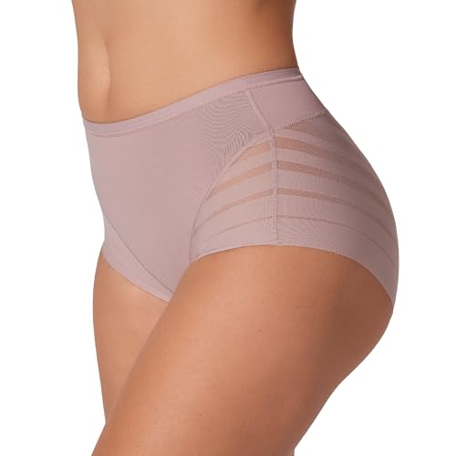 Image of Leonisa High Waisted Invisible Tummy Control Shapewear for Women - Stripe Lace Ladies Underwear Panties