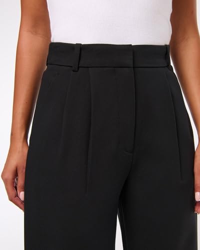 Image of Elendra Cotton Blend Wide Leg Pants for Women | HIGH Waist Formal Baggy Pants