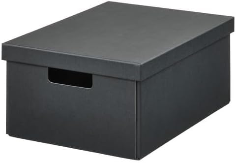 IKEA イケア 収納ボックス ふた付き チャコール 25×35×16cm m90596920 FJADERHARV フィェデルハルヴ