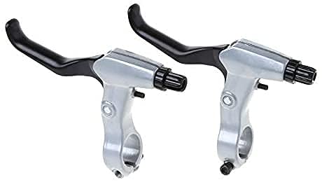 BATLAM Leva Freno Bicicletta 2 Pezzi Alluminio MTB Bici da Strada manovella Bicicletta Leve Freno Bicicletta (Colore : Grigio Scuro) (Nero) (Grigio ， Argento)