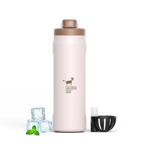 CHEERFUL GOAT Ceramic Water Bottle for Coffee Protein Powder Milkshake 25OZ