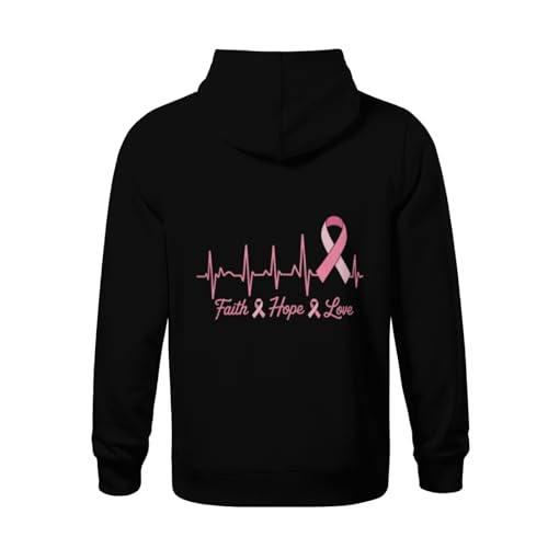 Kids Breast Cancer Gifts Pink Ribbon Boys Girls Lightweight Kangaroo Pocket Fleece Hoodies3