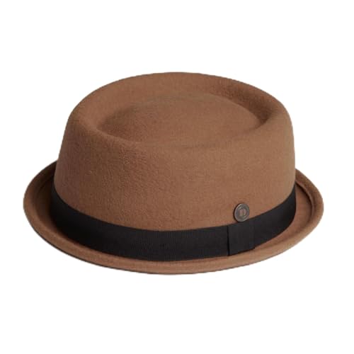 Chapeau en feutre style porkpie Camel DASMARCA en taille L pour homme élégant