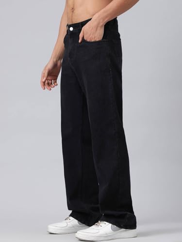 Image of KOTTY Men's Solid Dark Void Button Straight Fit Jeans