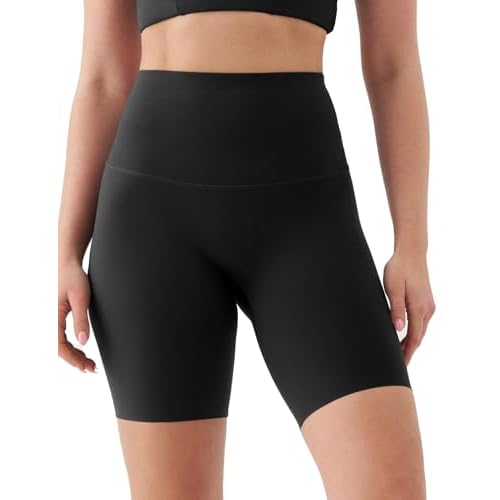 K-Swiss Women's 8" Biker Shorts - No Front Seam Compression Stretchy High Waist Workout Gym Running Shorts