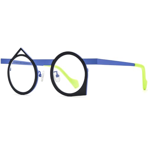 Image of FONEX Colorful Pure Titanium Glasses Frame Women Retro Round Eyeglasses