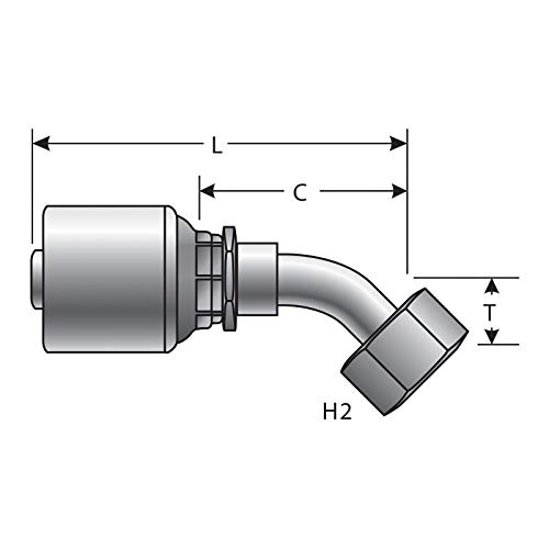 Image of Gates G25175-0404 Female JIC 37 Flare Swivel - 45 Bent Tube (MegaCrimp)