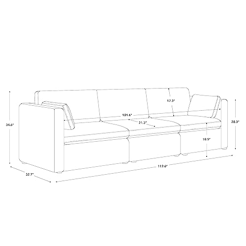 Image of CHITA 112 inch Modular Sectional Sofa, 3 Seat Modular Couch, Moss Green