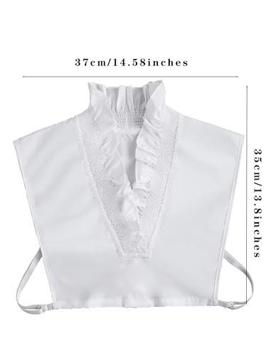 Victoria Cotton Shirts Elegant Ruffle Collar V Neck Dickey Mock Turtleneck Faux Collars for Women Girls3