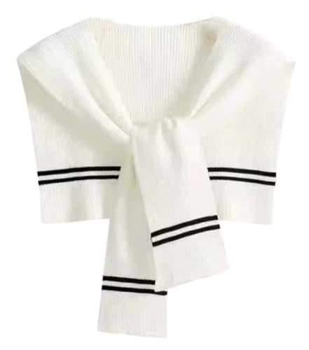 Women’s Knitted Tie-Front Shawl Wrap Trendy 2025 Striped Color-Block Shoulder Accessory for Spring Summer Fall