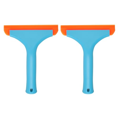 Image of HARFINGTON 2pcs Squeegee 6 Inch Length Auto Water Blade Shower Squeegee with Non-Slip Handle for Windshield Window Cleaner Glass Door, Blue