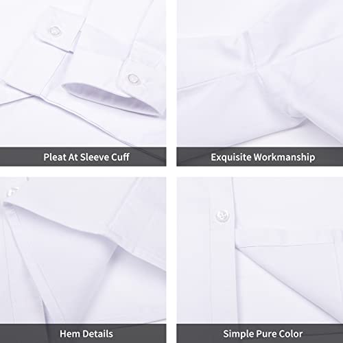 Image of LittleSpring Girls Long Sleeve Uniform Shirts Peter Pan Collar Poplin Blouse