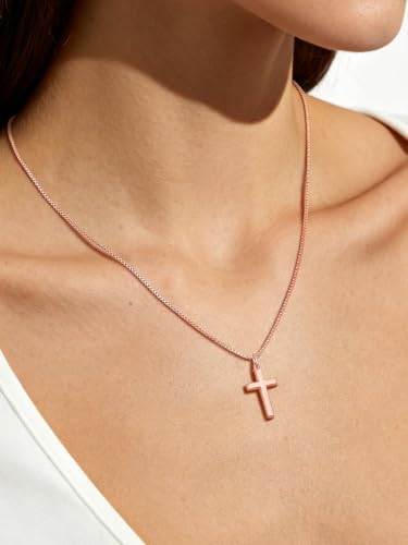 Image of U7 Cross Necklace for Women,Silver /14K Gold Plated Cross Necklace with 18-20 inch Box Chain,Tiny /Medium /Large Cross Pendant Necklace Religious Necklaces Christian Jewelry Gift for Her