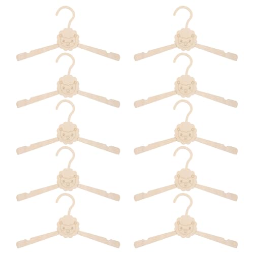 DOITOOL 10 Perchas para Ropa de recién Nacido: Perchas de Madera con Dibujos de Animales en Blanco para Bricolaje, organizadores de armarios Infantiles, Ganchos Colgantes, Suministros de león.