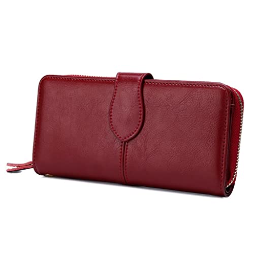 Portefeuille cuir fermeture éclair femme grand format vintage maroquinerie