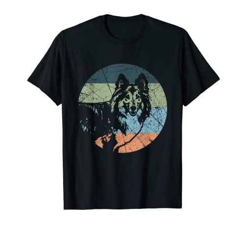 Silueta de perro retro – perro pastor vintage Shetland Camiseta