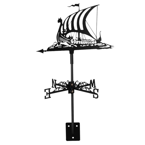Happyyami Veleta indicador dirección Manga de Viento decoración del jardín Techo Bote Clima decoración Jardin decoración jardín Veleta de Suelo Adorno de Paleta Hierro Forjado Black