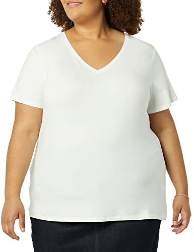Image of Amazon Essentials Women's Plus Size Short-Sleeve V-Neck T-Shirt