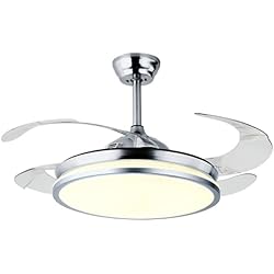 Amazon Ventilador Techo Silencioso BEL AIR HOME -Ventilador de Techo DUNE con Aspas Desplegables y Luz Led 36W en 3 Temperaturas con Mando a Distancia - Motor DC Eficiente y Silencioso - Diseño para Dormitorio y salones (NIQUEL)