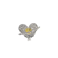 Silver Yellow Heart CZ
