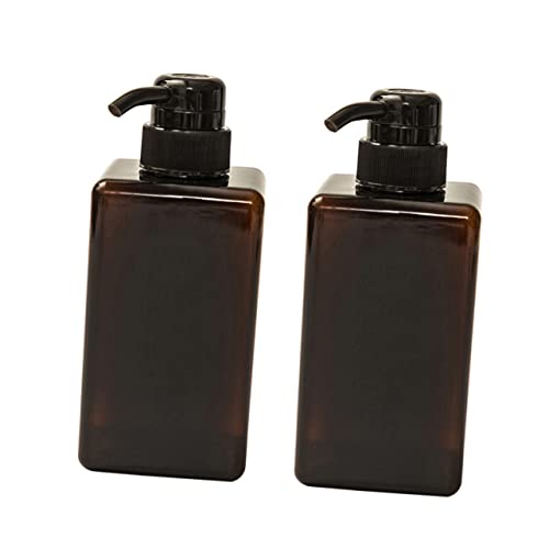 DEARMAMY 2Piezas Botella Dispensadora de Loción Recargable de Champú y Gel de Ducha Duradero para Hogar y Hotel Color Marrón