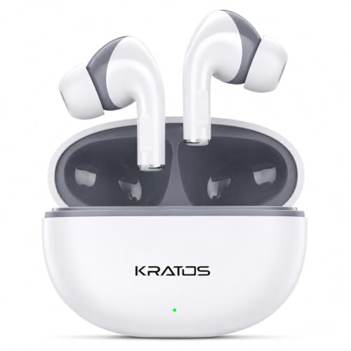 Kratos Pop Ear Buds Wireless with 60H Playtime, Noise Isolation & Clear Calls, Bluetooth Earbuds with Voice Assistant, Ear Buds with Bluetooth V 5.3 & with Type C Fast Charging, IPX4 TWS Earphones