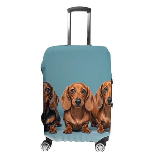 Three Dachshunds Luggage Cover Elastic Suitcase Protector Case Anti-Scratch Washable Baggage Covers Protector For Traveling, Aircraft Consignment XL