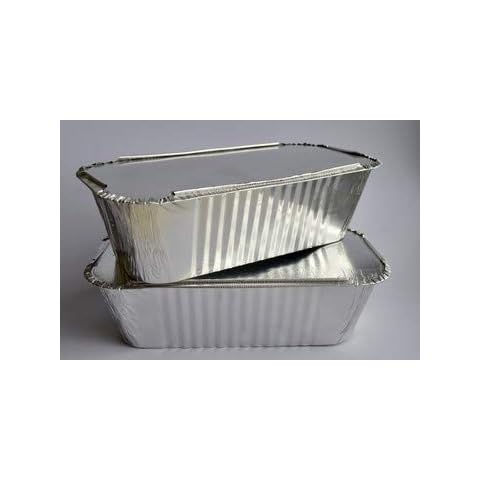 Frenterprises Pack of 50 Aluminum Foil Kraft Paper Food Boxes| Recycled Containers | Leak Proof Paper Boxes | for Hot and Cold Food | Biodegradable Paper Box Containers | Size No.1 Cover