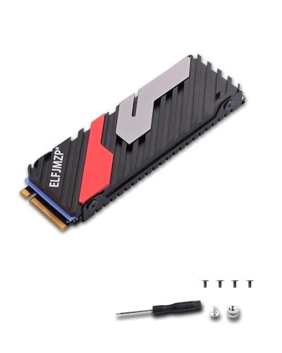 ELFJMZP Aluminium Kühlkörper M.2 2280 NVMe SSD Kühlkörper - Hocheffiziente Kühlung für PC/PS5, kompatibel mit 990/980/970 EVO, WD SN850/SN750/SN570, Seagate Firecuda 530 - Einfache Installation