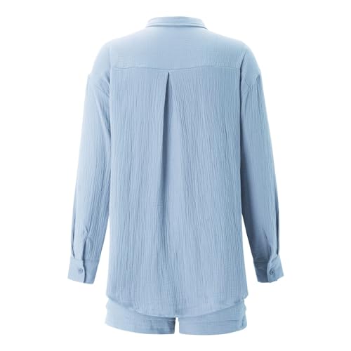 Ensemble 2 pièces chic avec chemise manches longues et short fluide