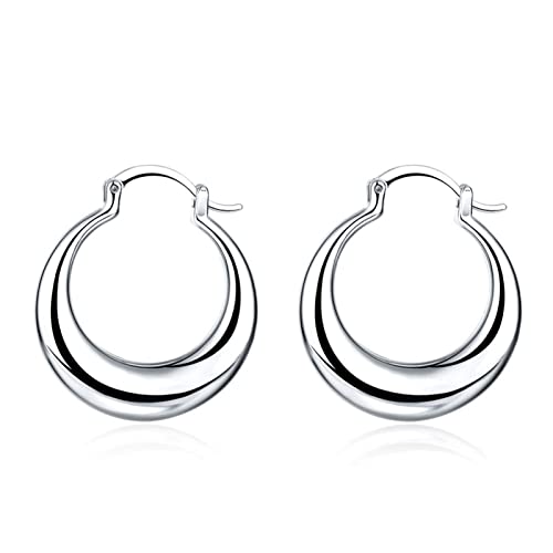 Boucles d'oreilles en Or Blanc 18 carats pour femme en forme de lune polie