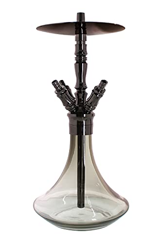 INOX Giza Shisha Set V2A Edelstahl Wasserpfeife 58cm 4 Anschlüsse mit Zubehör wie Schlauch Mundstück Kopf Zange… – Bild 3