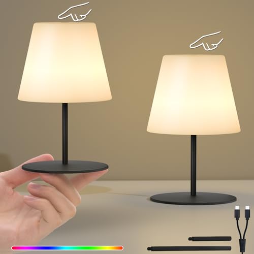 Image of uuffoo 2 Pcs Mini Touch Shower Lamps Waterproof with 2-Step Warm White