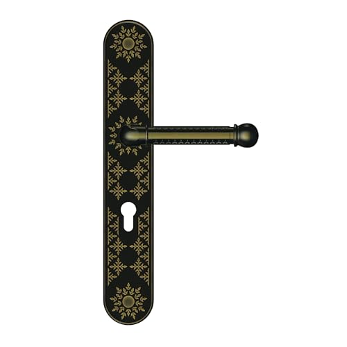 Image of Godrej Mortise Lock | Handle Lock Set for Main & Bedroom Door| Arsa Kalasam 350 mm Plate Handle | 240 mm Eco Lock Body | 60 mm Eco Pin Cylinder 1CK | Antique Brass| 5 Year Warranty