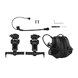 [amleso] ヘルメット ヘッドセット 聴覚プロテクター 軽量 マイク付き イヤーマフ 狩猟用ヘッドフォン ラジオ、芝刈り、狩猟活動用, 黒