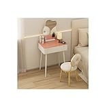 [Plus pratique] Coiffeuse avancée, armoire en polypropylène PP, le corps de l'armoire adopte un panneau écologique + une finition en cuir souple, un cuir souple épaissi, facile à nettoyer, délicat et doux au toucher, un bureau en panneau de roche dur, résistant aux rayures et à l'usure, panneau de roche délicat et doux, un tempérament naturel et chaleureux.