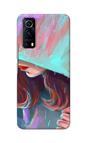 Image of PRINTFIDAA Pretty Woman Under The Umbrella Painting Printed Designer Hard Case for Vivo IQOO Z3 Back Cover -(e) RPM1007