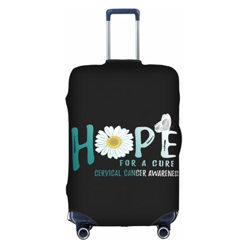 Travel Luggage Cover Hope For A Cure Cervical Cancer Awareness Flower Fashion Washable Baggage Suitcase Protector Fit For Luggage Small