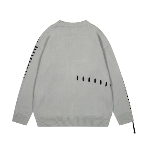 Knit Cardigan Fall Winter Cargo Sweater for Men Oversized Drawstring Patchwork Sweaters3