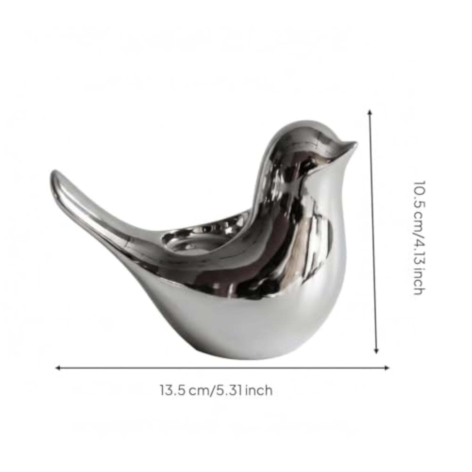Metallized Finish Ceramic Bird Candle Holder