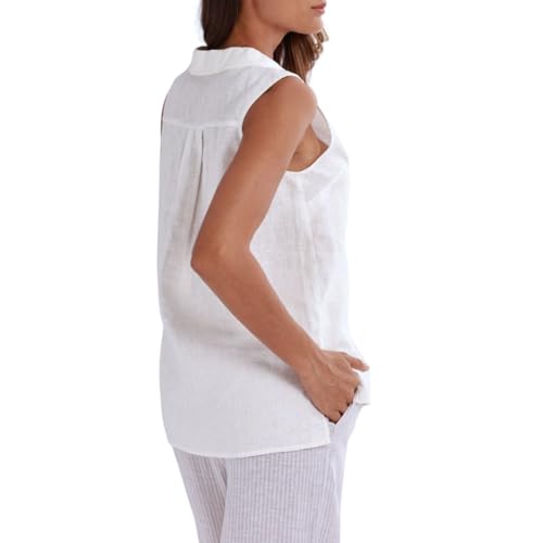 Amazhiyu Women's 100% Linen Summer Tank Tops Sleeveless V-Neck Blouse Casual2