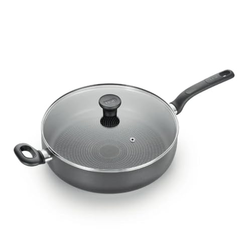 Image of Welpson Nonstick Jumbo Cooker 5 Quart Deep Saute Pan with Lid ProGlide Nonstick Interior Thermo-Spot Heat Indicator Even-Heat Base Oven-Safe up to 350°F Grey