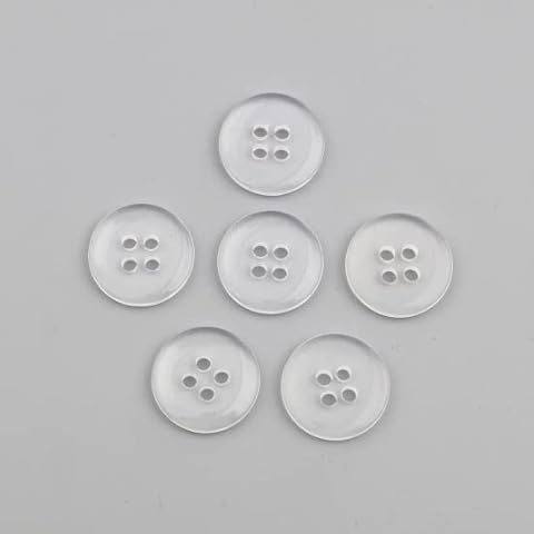 25 Clear Transparent Plain Round 15mm Resin Sewing 4 Hole Scrapbooking Bling Buttons Cover