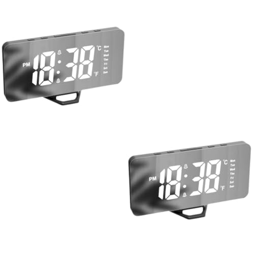 PRETYZOOM 2 Piezas Relojes Luces Radio Accesorios De Oficina En Casa Grapadora De Escritorio Despertadores para Despertadores para Dormitorios Alarma Digital Cable Plastico Abs
