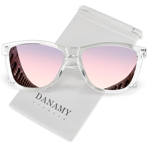 DANAMY Sunglasses Womens Polarized Sunglasses for Women Trendy Designer Mirrored UV400 Protection Sun Glasses