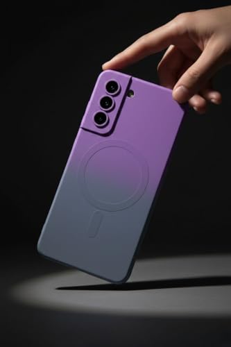 Image of amazon basics Gradient Mag-Safe Case for Samsung Galaxy S21FE 5G | Soft Silicone Shockproof Cover with Camera Protection | Slim Lightweight Design | Smooth Touch & Durable - Purple & Gray