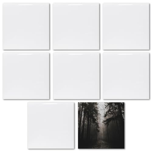 MR.R Paquete de 8 azulejos de cerámica brillante de 6 x 6 pulgadas para sublimación de impresión por transferencia de calor, marco de fotos personalizado para boda, regalo de cumpleaños, decoración